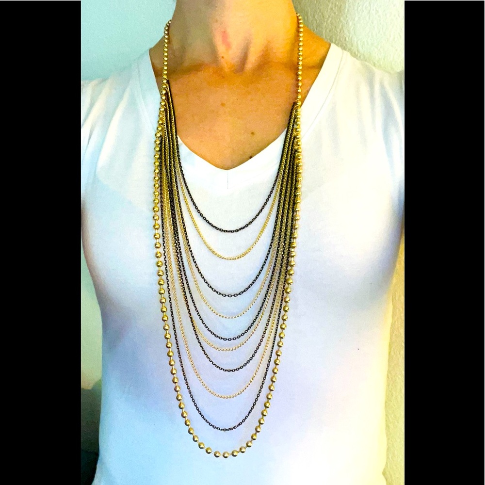 Gold & Black Long Chain Necklace